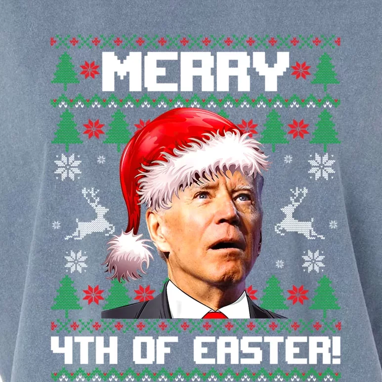 Santa Joe Biden Merry 4th Of Easter Ugly Sweater Christmas Sweatshirt Garment-Dyed Women's Muscle Tee