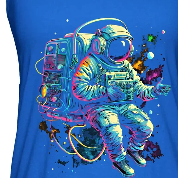 Space Jammin Boombox Stereo Astronaut Graphic Gift Ladies Essential Flowy Tank