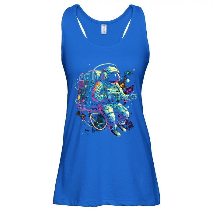 Space Jammin Boombox Stereo Astronaut Graphic Gift Ladies Essential Flowy Tank