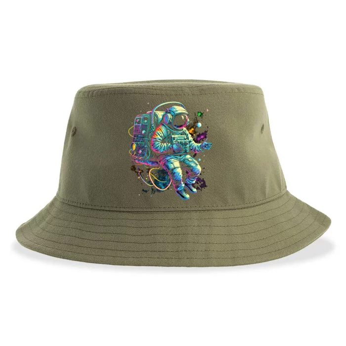 Space Jammin Boombox Stereo Astronaut Graphic Gift Sustainable Bucket Hat