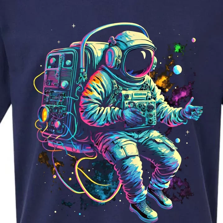 Space Jammin Boombox Stereo Astronaut Graphic Gift Sueded Cloud Jersey T-Shirt