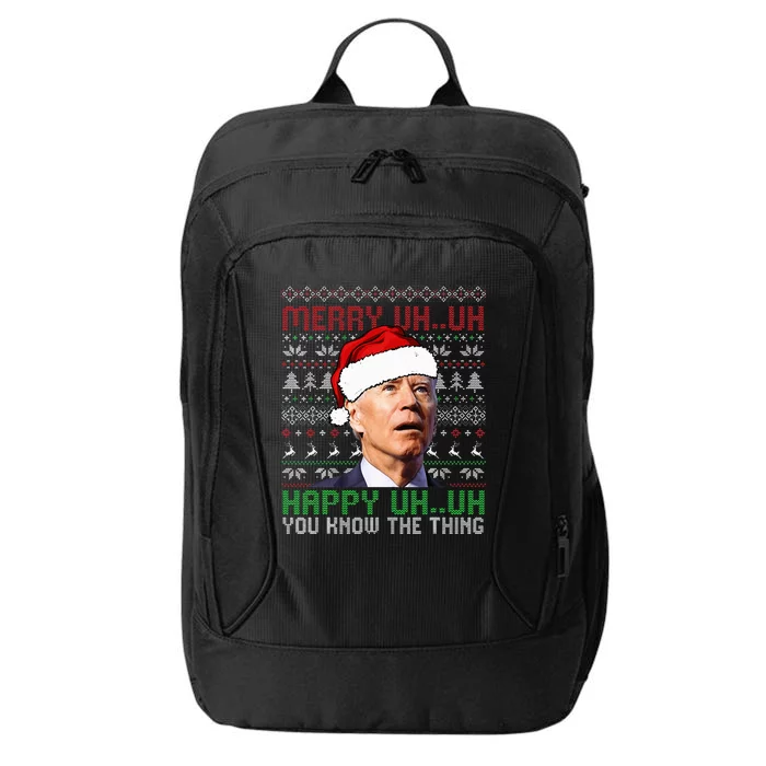 Santa Joe Biden Merry Uh Uh Christmas Ugly Sweater City Backpack