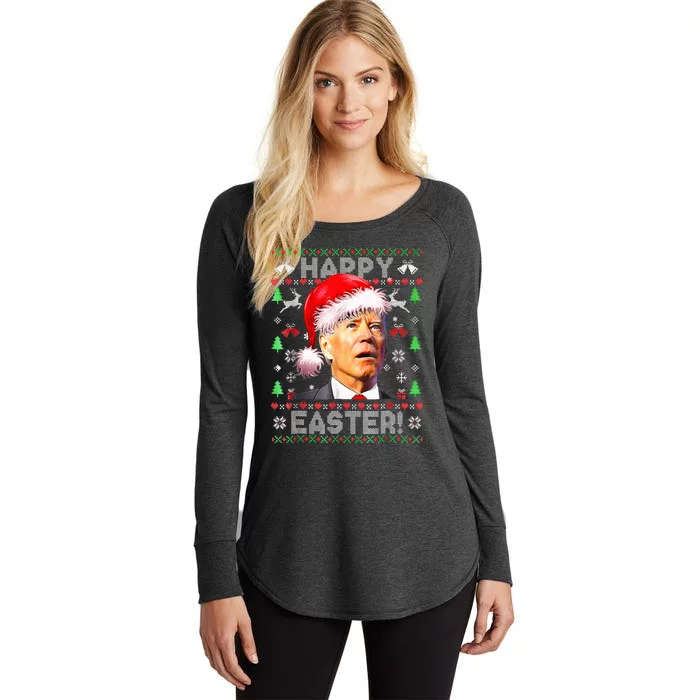 Santa Joe Biden Happy Easter Ugly Christmas Women's Perfect Tri Tunic Long Sleeve Shirt