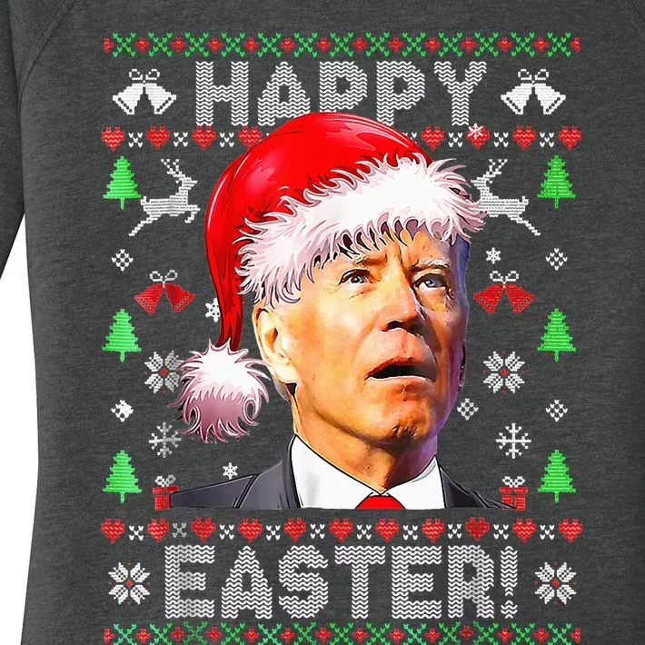 Santa Joe Biden Happy Easter Ugly Christmas Women's Perfect Tri Tunic Long Sleeve Shirt