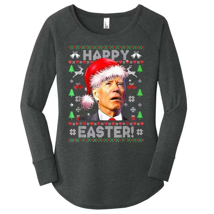 Santa Joe Biden Happy Easter Ugly Christmas Women's Perfect Tri Tunic Long Sleeve Shirt