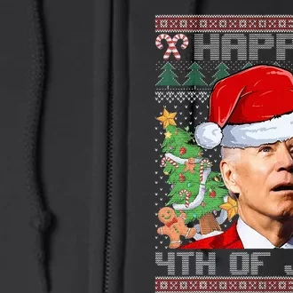 Santa Joe Biden Happy 4th Of July Ugly Christmas Sweaters Full Zip Hoodie