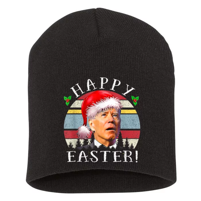 Santa Joe Biden Happy Easter Ugly Christmas Short Acrylic Beanie