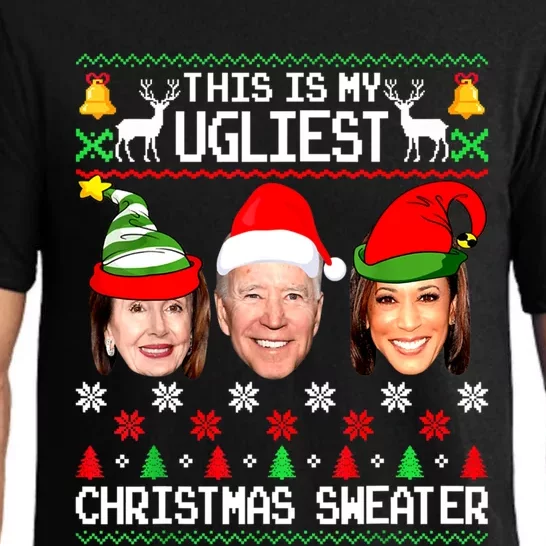 Santa Joe Biden This Is My Ugliest Christmas Sweater Ugly Funny Gift Pajama Set