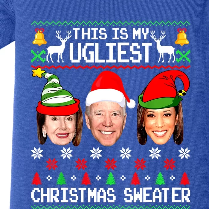 Santa Joe Biden This Is My Ugliest Christmas Sweater Ugly Funny Gift Baby Bodysuit