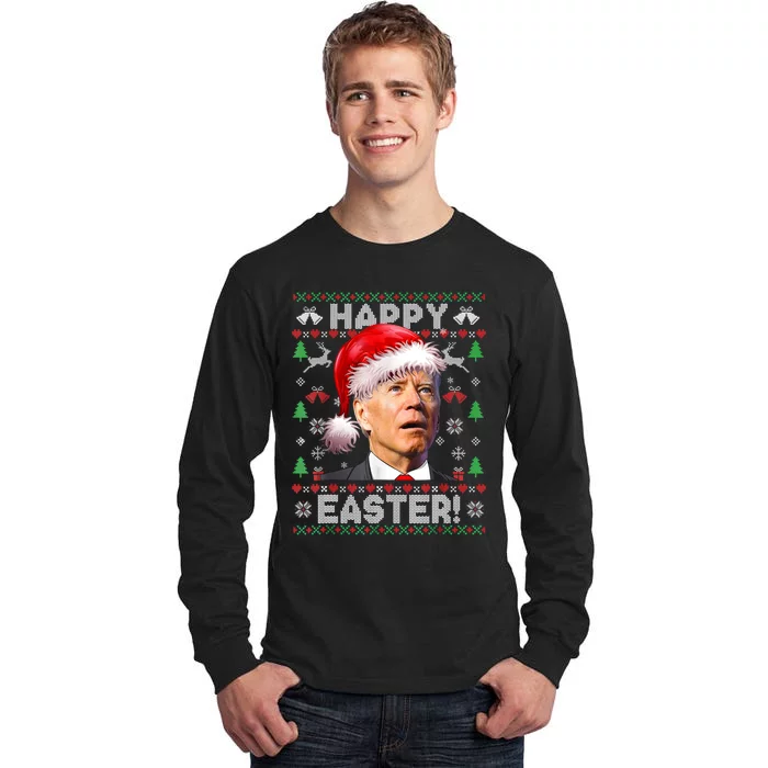 Santa Joe Biden Happy Easter Ugly Christmas Sweater TShirt Tall Long Sleeve T-Shirt