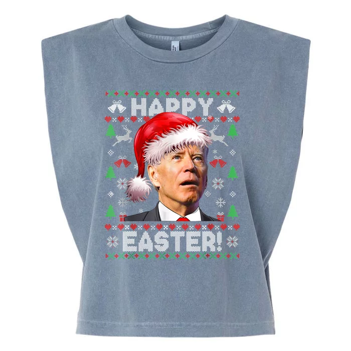 Santa Joe Biden Happy Easter Ugly Christmas Sweater TShirt Garment-Dyed Women's Muscle Tee