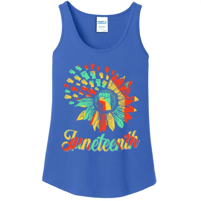 Sunflower Juneteenth Black History Freedom Independence Day Gift Ladies Essential Tank