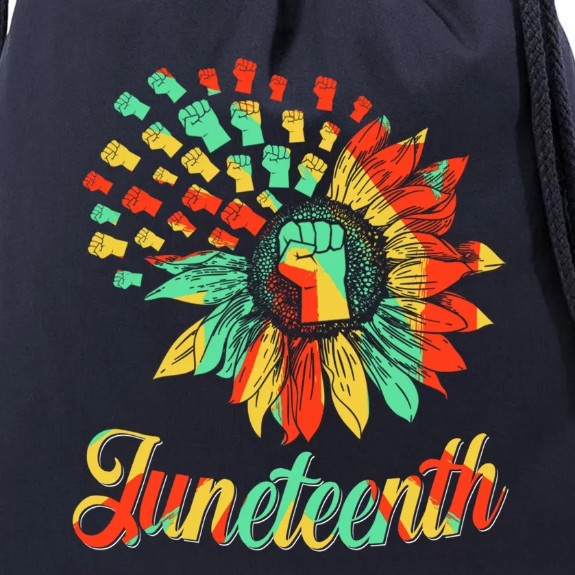 Sunflower Juneteenth Black History Freedom Independence Day Gift Drawstring Bag