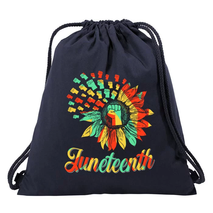 Sunflower Juneteenth Black History Freedom Independence Day Gift Drawstring Bag