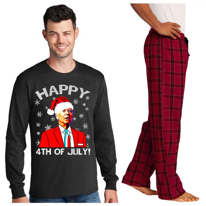 Santa Joe Biden Happy 4th Of July Ugly Christmas Sweater Tgreat Gifts Cool Gift Long Sleeve Pajama Set