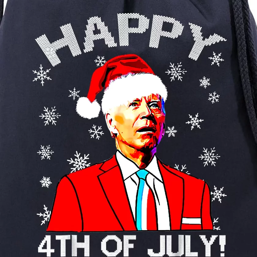 Santa Joe Biden Happy 4th Of July Ugly Christmas Sweater Tgreat Gifts Cool Gift Drawstring Bag