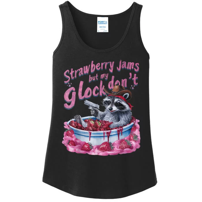 Strawberry Jams But My Dont Funny Raccoon Ladies Essential Tank