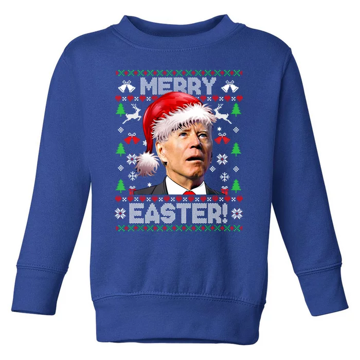 Santa Joe Biden Happy Easter Ugly Christmas Sweater Gift Toddler Sweatshirt