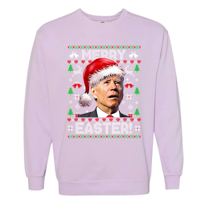 Santa Joe Biden Happy Easter Ugly Christmas Sweater Gift Garment-Dyed Sweatshirt