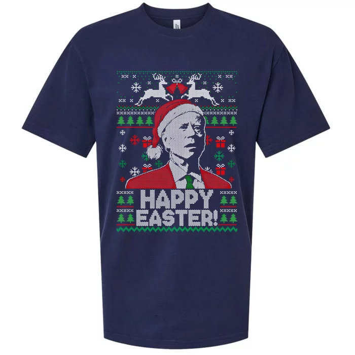 Santa Joe Biden Happy Easter Ugly Christmas Sweater Meaningful Gift Sueded Cloud Jersey T-Shirt