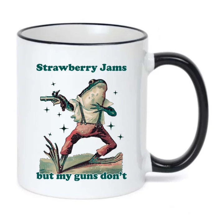 Strawberry Jams But My Guns Dont Funny Frog Black Color Changing Mug