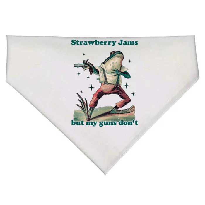 Strawberry Jams But My Guns Dont Funny Frog USA-Made Doggie Bandana