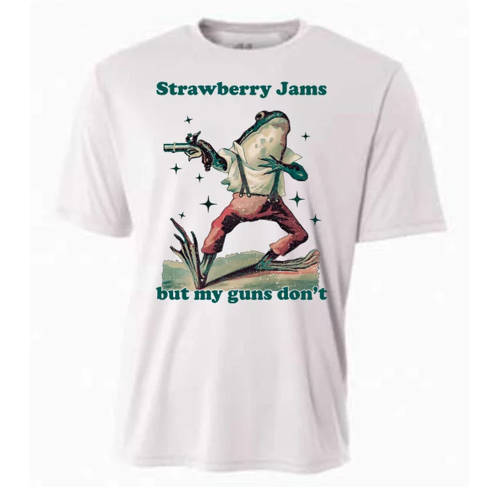 Strawberry Jams But My Guns Dont Funny Frog Cooling Performance Crew T-Shirt