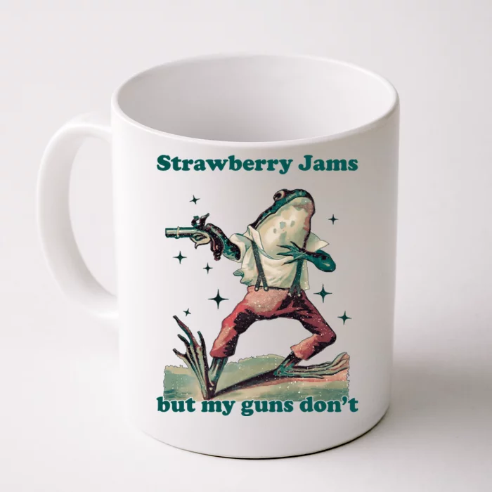 Strawberry Jams But My Guns Dont Funny Frog Front & Back Coffee Mug