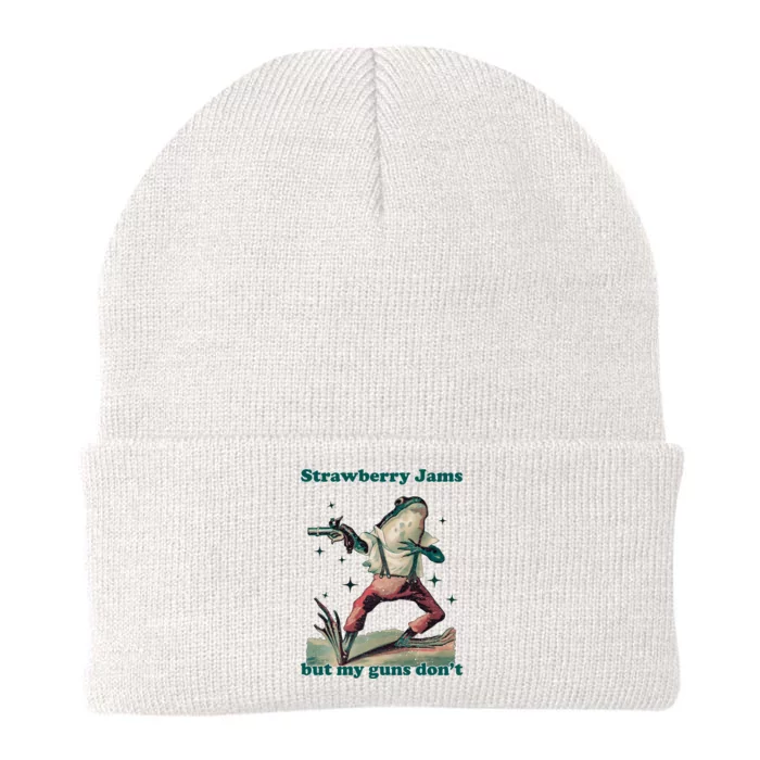 Strawberry Jams But My Guns Dont Funny Frog Knit Cap Winter Beanie