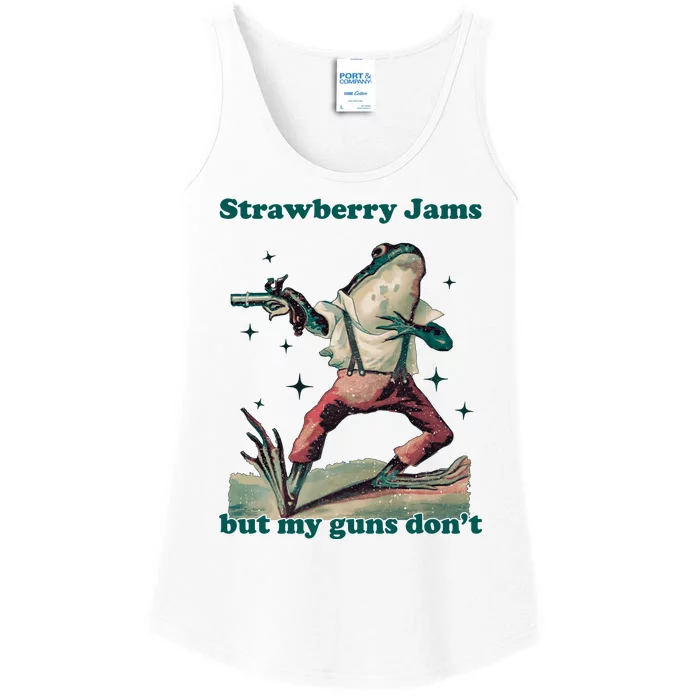 Strawberry Jams But My Guns Dont Funny Frog Ladies Essential Tank