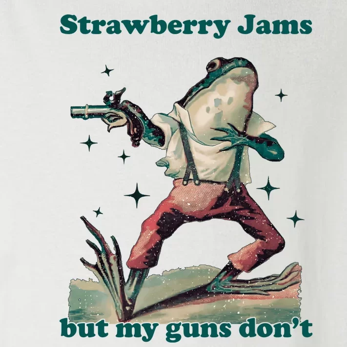 Strawberry Jams But My Guns Dont Funny Frog Toddler Long Sleeve Shirt