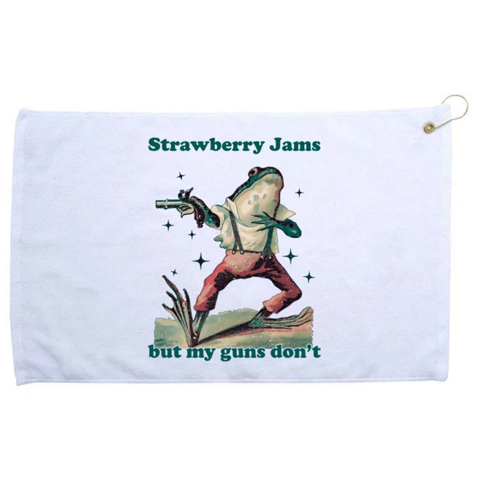 Strawberry Jams But My Guns Dont Funny Frog Grommeted Golf Towel