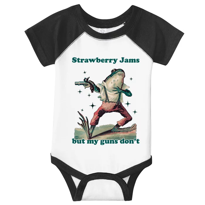 Strawberry Jams But My Guns Dont Funny Frog Infant Baby Jersey Bodysuit