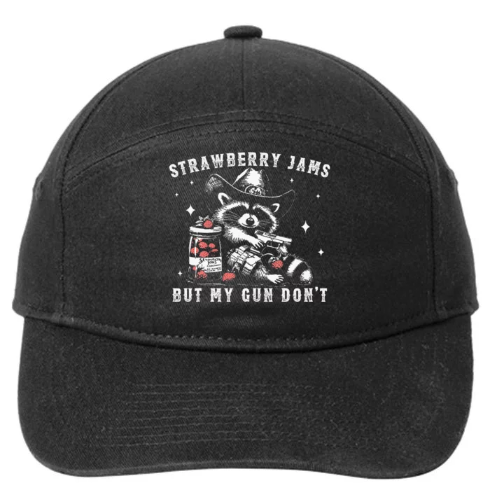 Strawberry Jams But My Gun Dont Raccoon Feral Silly Unhinged 7-Panel Snapback Hat