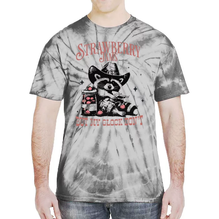 Strawberry Jams But My Gloc DonT Funny Raccoon Tie-Dye T-Shirt