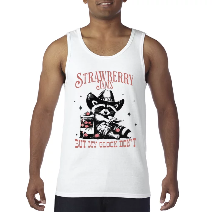 Strawberry Jams But My Gloc DonT Funny Raccoon Tank Top