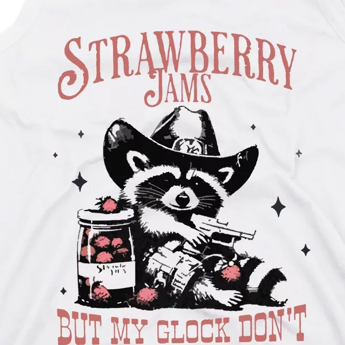 Strawberry Jams But My Gloc DonT Funny Raccoon Tank Top