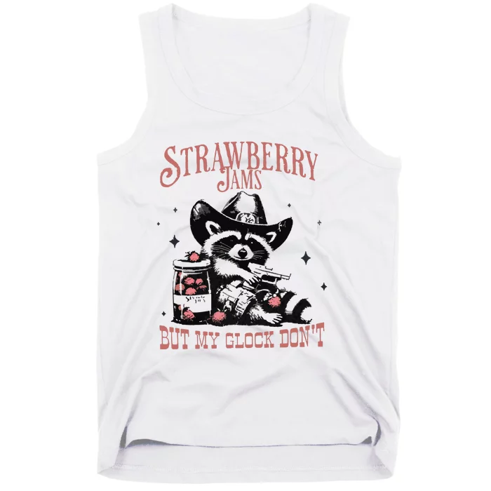 Strawberry Jams But My Gloc DonT Funny Raccoon Tank Top