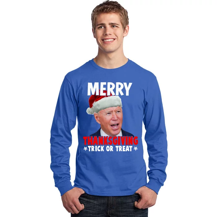 Santa Joe Biden Merry Thanksgiving Christmas Ugly Sweater Gift Tall Long Sleeve T-Shirt