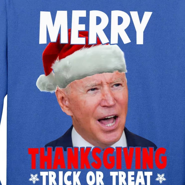 Santa Joe Biden Merry Thanksgiving Christmas Ugly Sweater Gift Tall Long Sleeve T-Shirt