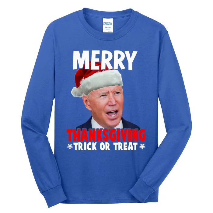 Santa Joe Biden Merry Thanksgiving Christmas Ugly Sweater Gift Tall Long Sleeve T-Shirt