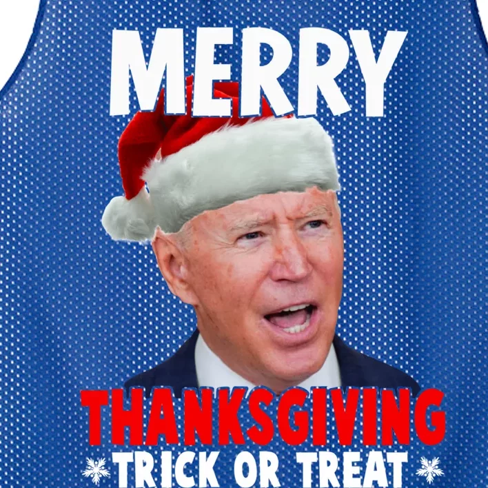 Santa Joe Biden Merry Thanksgiving Christmas Ugly Sweater Gift Mesh Reversible Basketball Jersey Tank