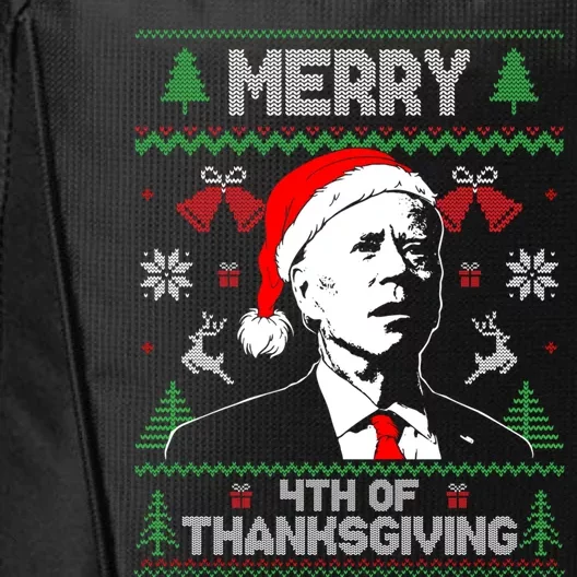 Santa Joe Biden Merry Thanksgiving Ugly Christmas Sweater Gift City Backpack