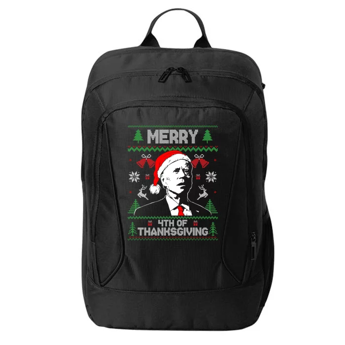 Santa Joe Biden Merry Thanksgiving Ugly Christmas Sweater Gift City Backpack