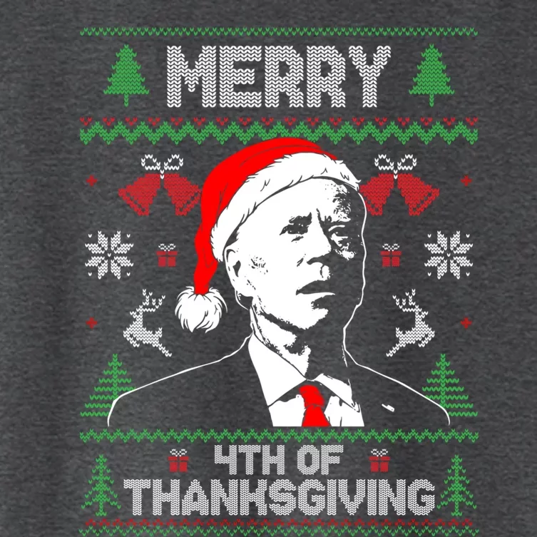 Santa Joe Biden Merry Thanksgiving Ugly Christmas Sweater Gift Women's Crop Top Tee