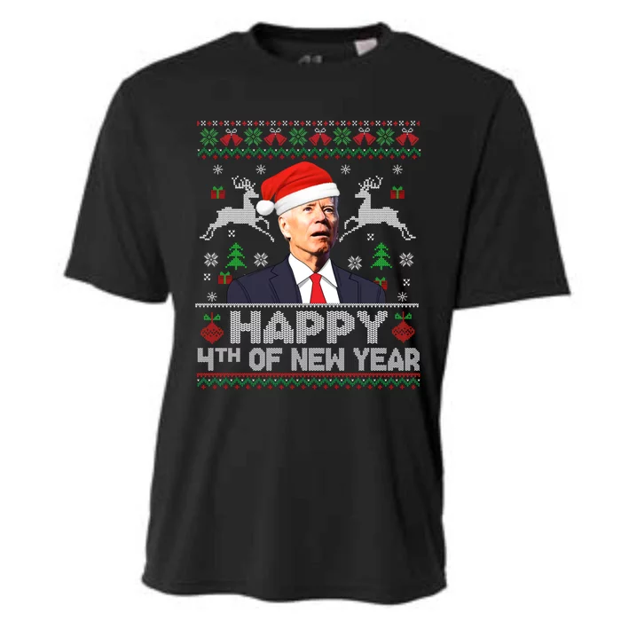 Santa Joe Biden 4th Of New Year Ugly Christmas Sweater Great Gift Cooling Performance Crew T-Shirt