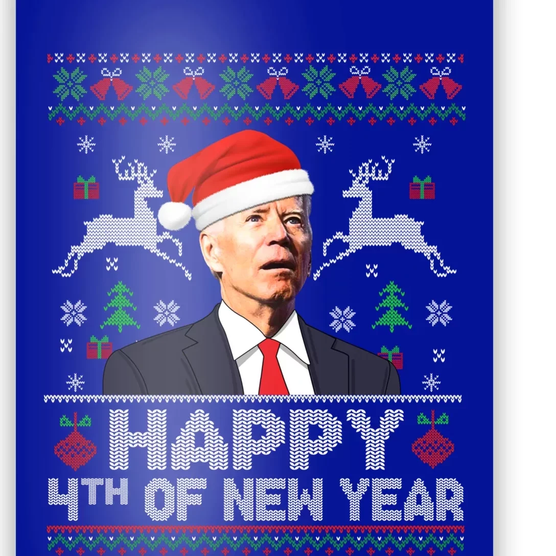 Santa Joe Biden 4th Of New Year Ugly Christmas Sweater Great Gift Poster