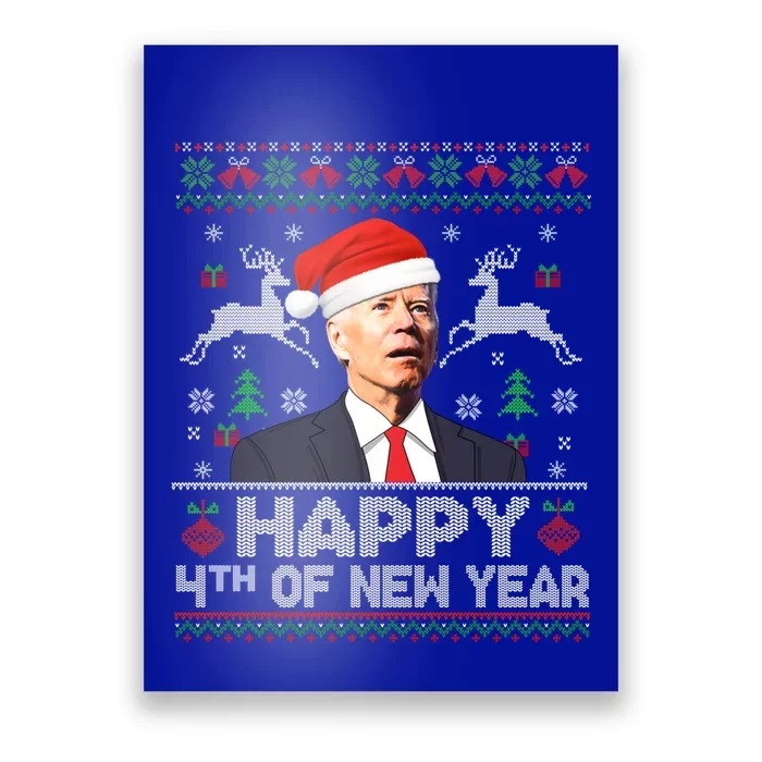 Santa Joe Biden 4th Of New Year Ugly Christmas Sweater Great Gift Poster