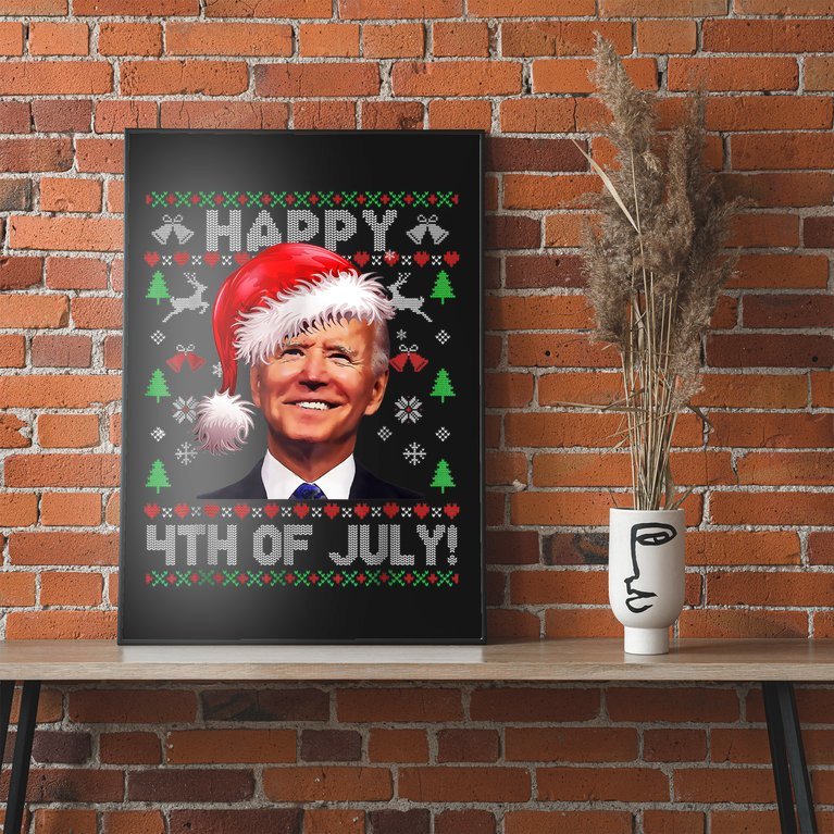 Santa Joe Biden Happy 4th Of July Ugly Christmas Sweater Poster