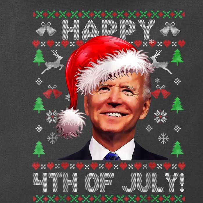 Santa Joe Biden Happy 4th Of July Ugly Christmas Sweater Zip Tote Bag
